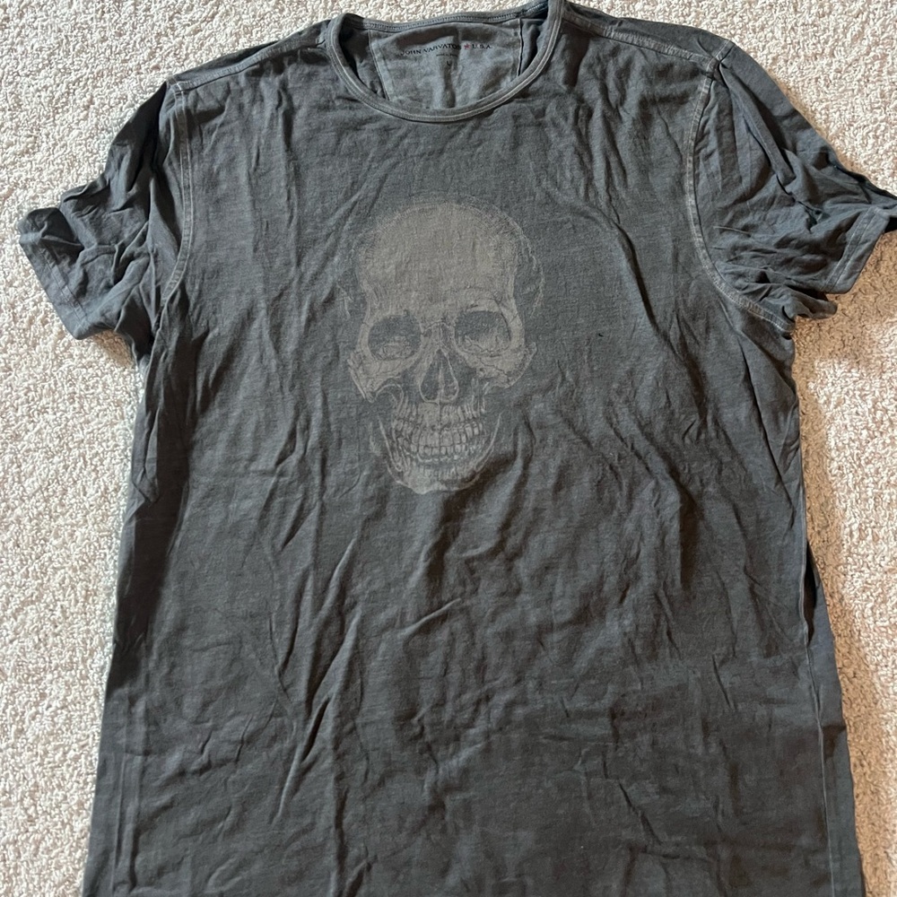 John Varvatos Gray Skull Short Sleeve Tee